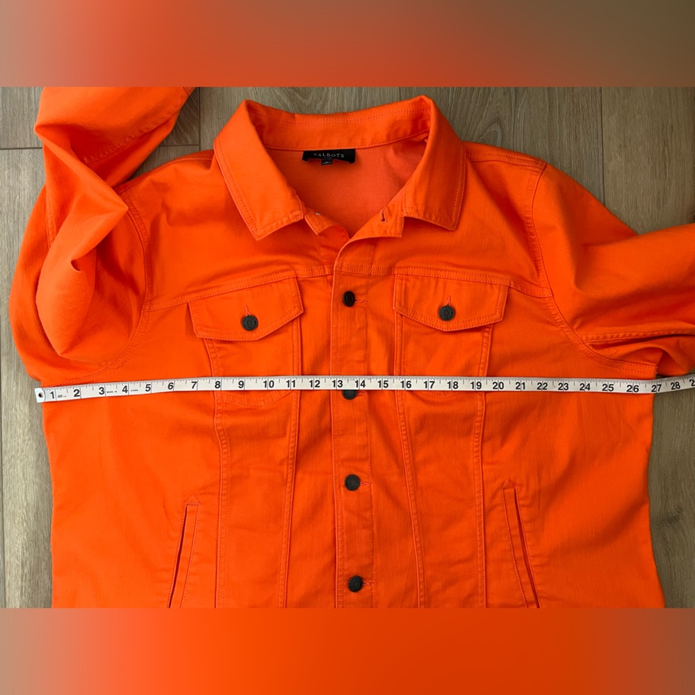 Talbots Orange Classic Denim Jacket Euc - image 5